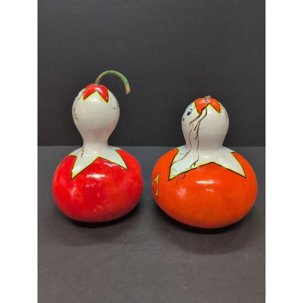 Set Of 2 Halloween Ghost/Candy Corn Handpainted Gourd/Fall